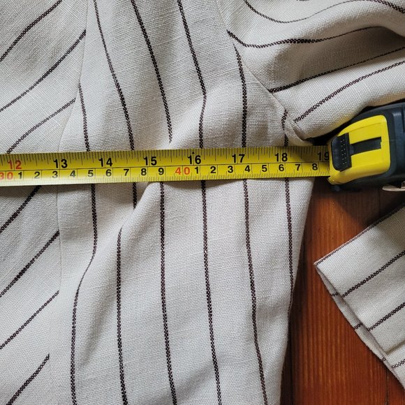 100pc Linen Cream Striped Blazer, ~Medium - Picture 5 of 10